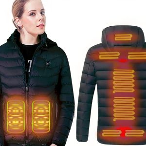 Blouson chauffant femme avec capuche rembourrée rechargeable USB