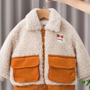 Blouson chaud fille en fausse fourrure avec poches