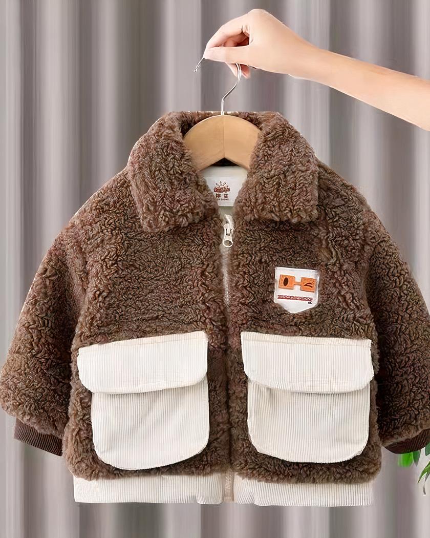 Blouson chaud fille en fausse fourrure avec poches – Image 3