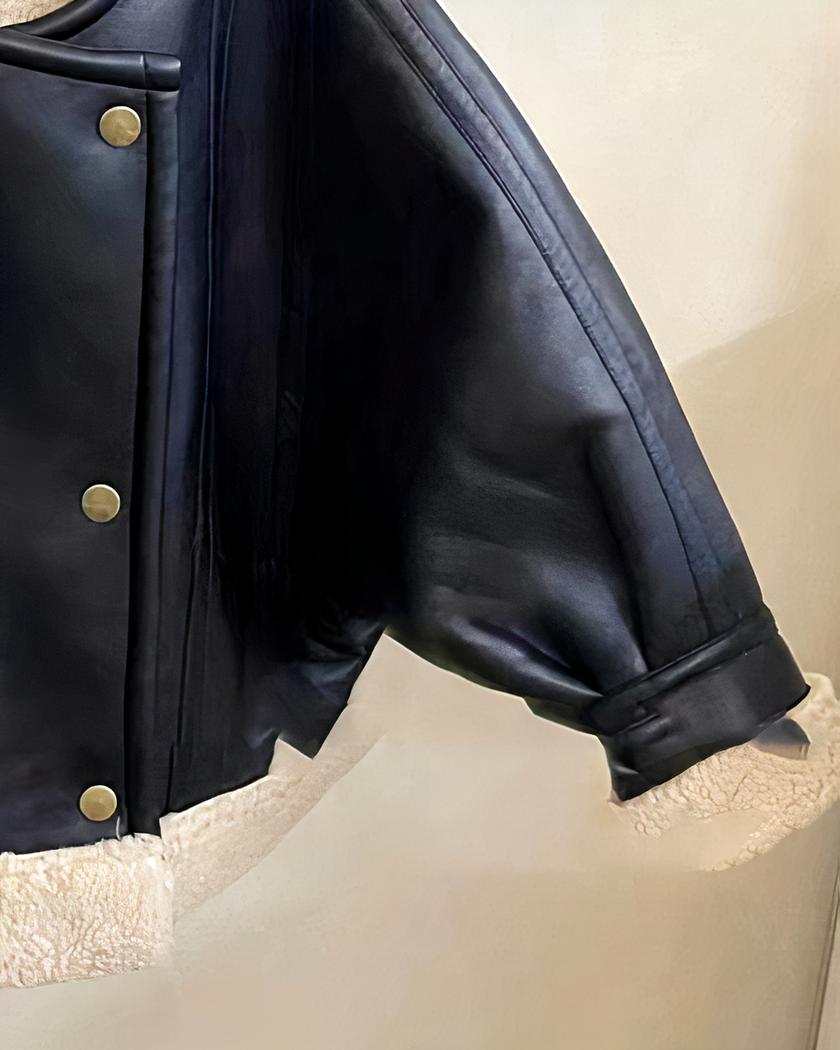 Blouson en cuir synthétique fille avec fourrure – Image 3