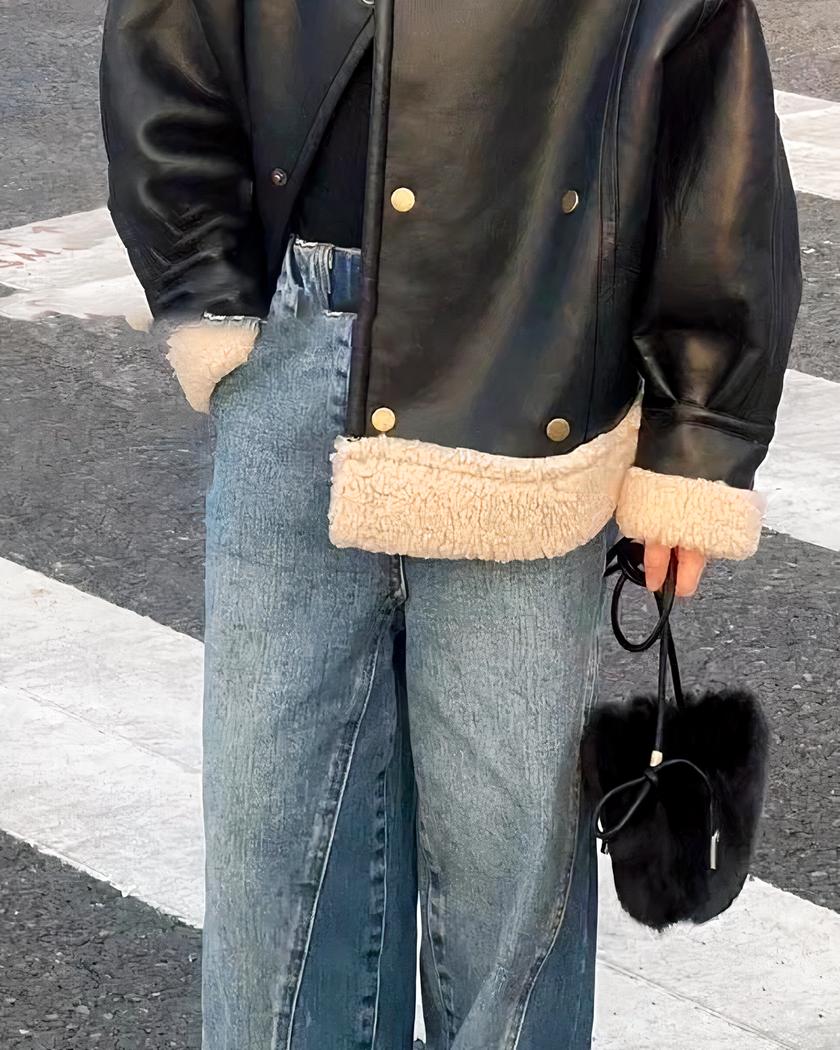 Blouson en cuir synthétique fille avec fourrure – Image 4