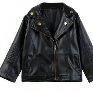 Blouson similicuir fille court pour la mi-saison