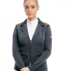 Blouson d’équitation gris respirant avec fermeture éclair pour femme