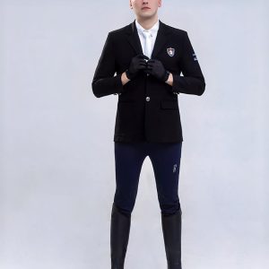 Blouson d’équitation noir à boutons pour homme