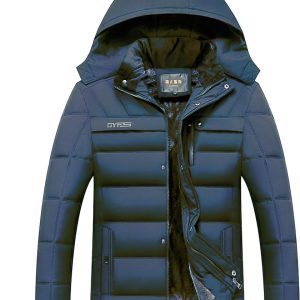 Blouson d’hiver chaud à capuche en laine pour homme