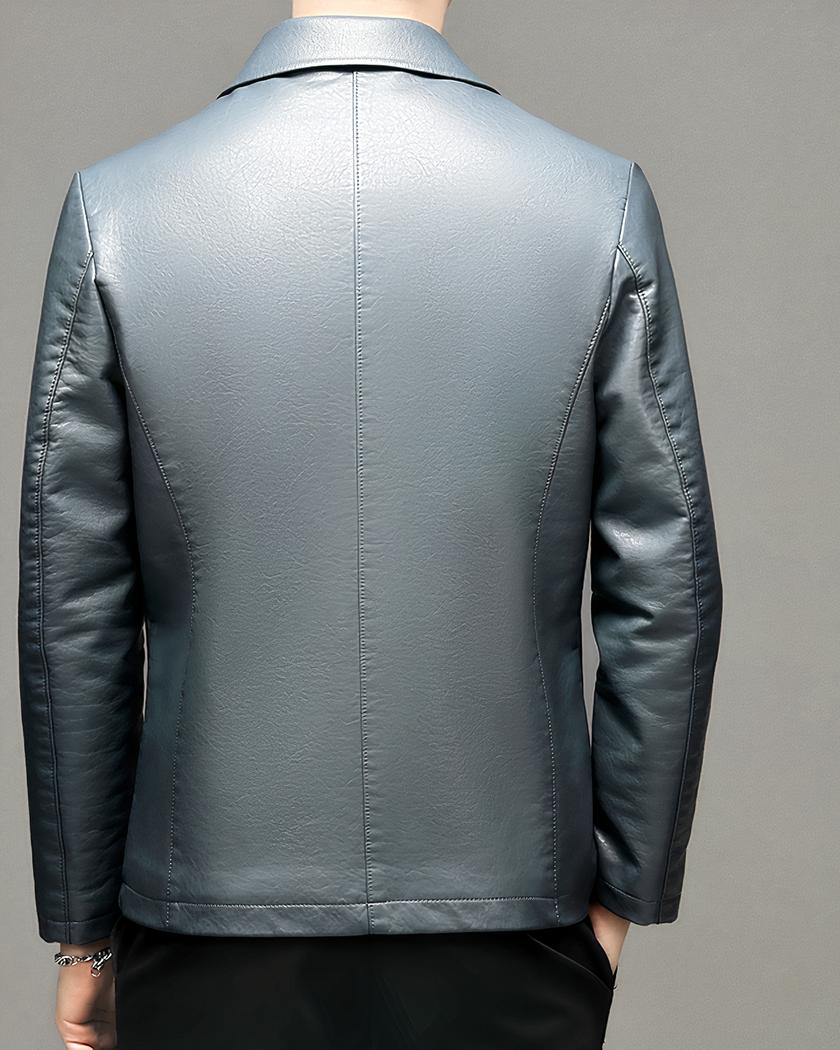 Blouson d’hiver en simili cuir à col rabattu pour homme – Image 4