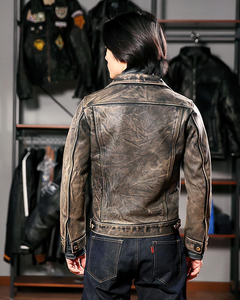 Blouson de luxe en cuir vintage pour homme – Image 3