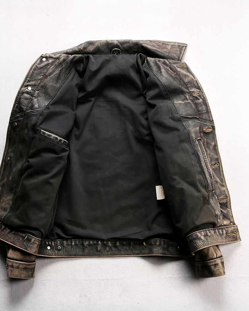 Blouson de luxe en cuir vintage pour homme – Image 4