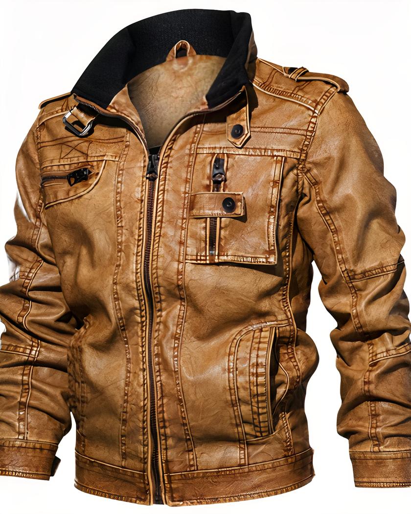 Blouson de moto en simili cuir pour homme – Image 4