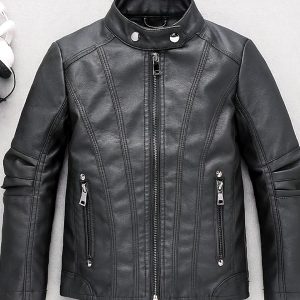 Blouson de moto stylé en simili cuir pour garçon