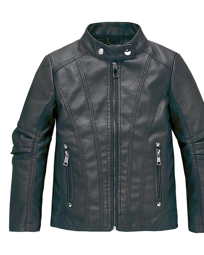 Blouson de moto stylé en simili cuir pour garçon – Image 6