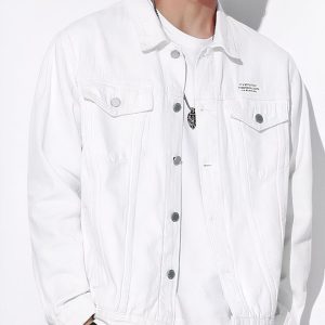 Blouson décontracté avec lettres imprimées en coton pour homme