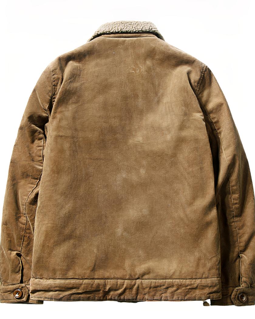 Blouson décontracté marron en velours côtelé pour homme – Image 4