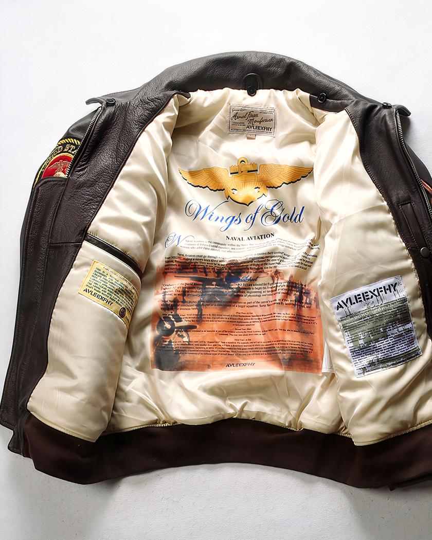 Blouson en cuir marron vintage avec col en fourrure pour homme – Image 3