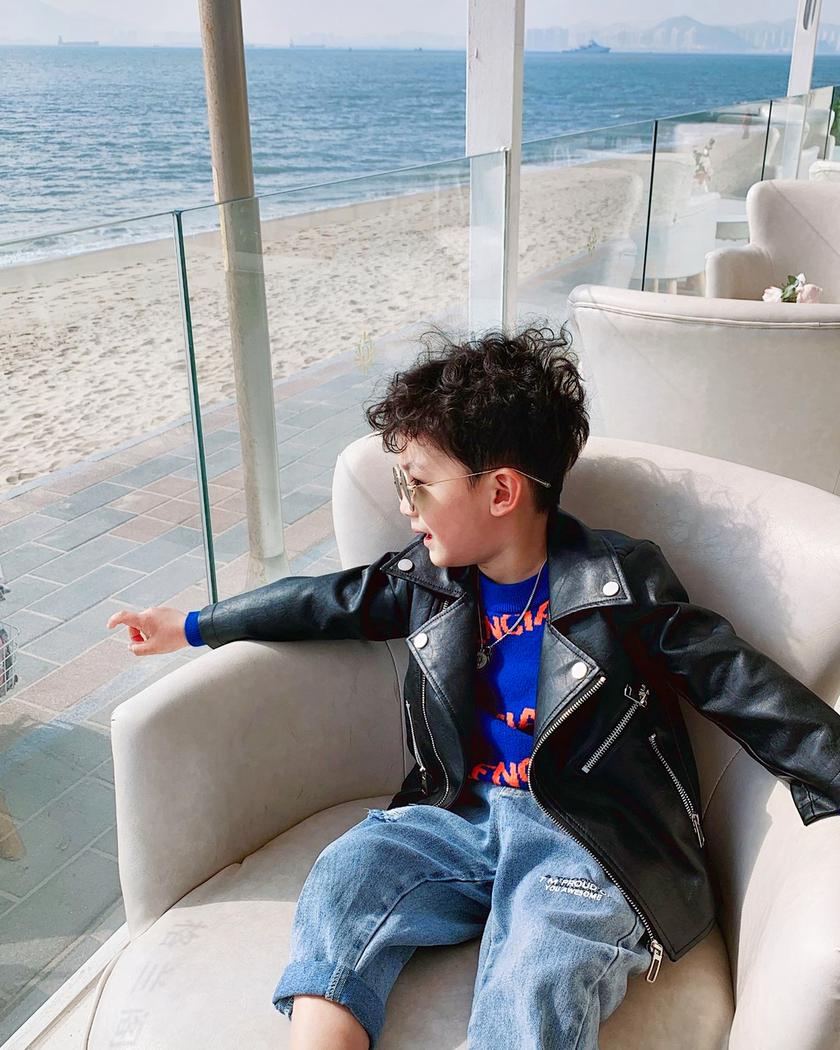 Blouson en cuir noir style rockeur pour garçon – Image 4