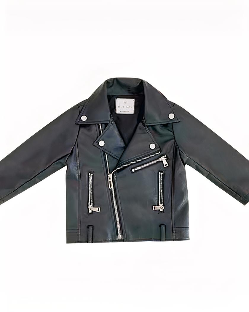 Blouson en cuir noir style rockeur pour garçon – Image 5