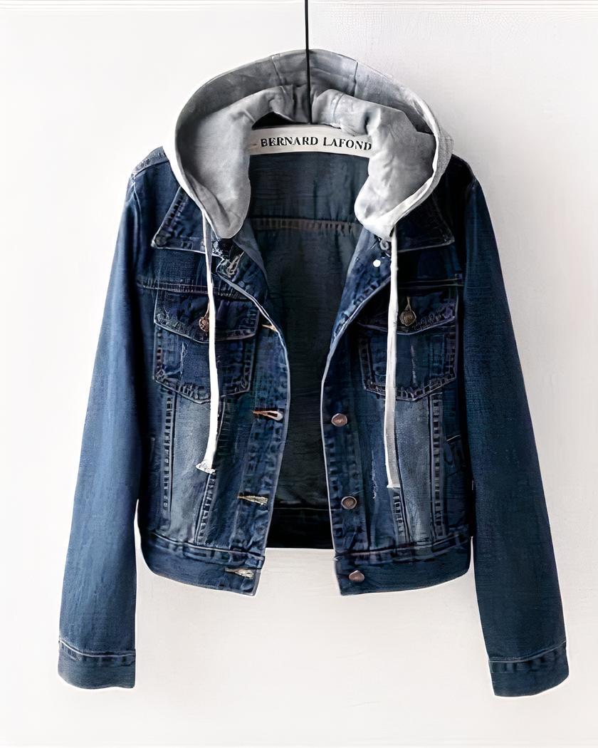 Blouson en jean court à capuche pour femme – Image 4