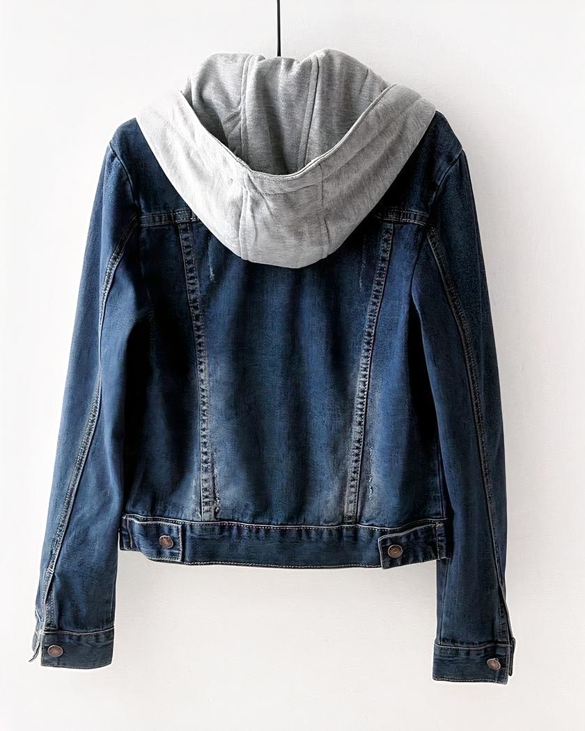 Blouson en jean court à capuche pour femme – Image 5
