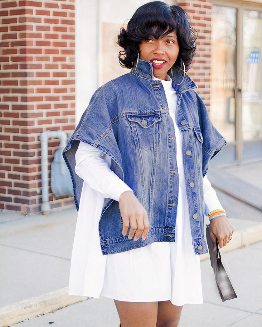 Blouson en jean court à manches chauve-souris pour femme