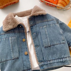 Blouson en jean doublé de fourrure pour garçon