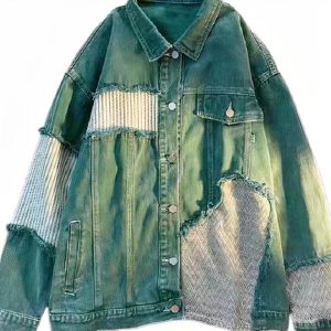 Blouson en jean femme vintage verte