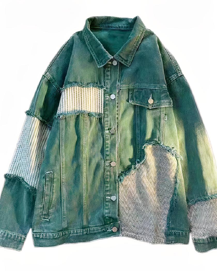 Blouson en jean femme vintage verte