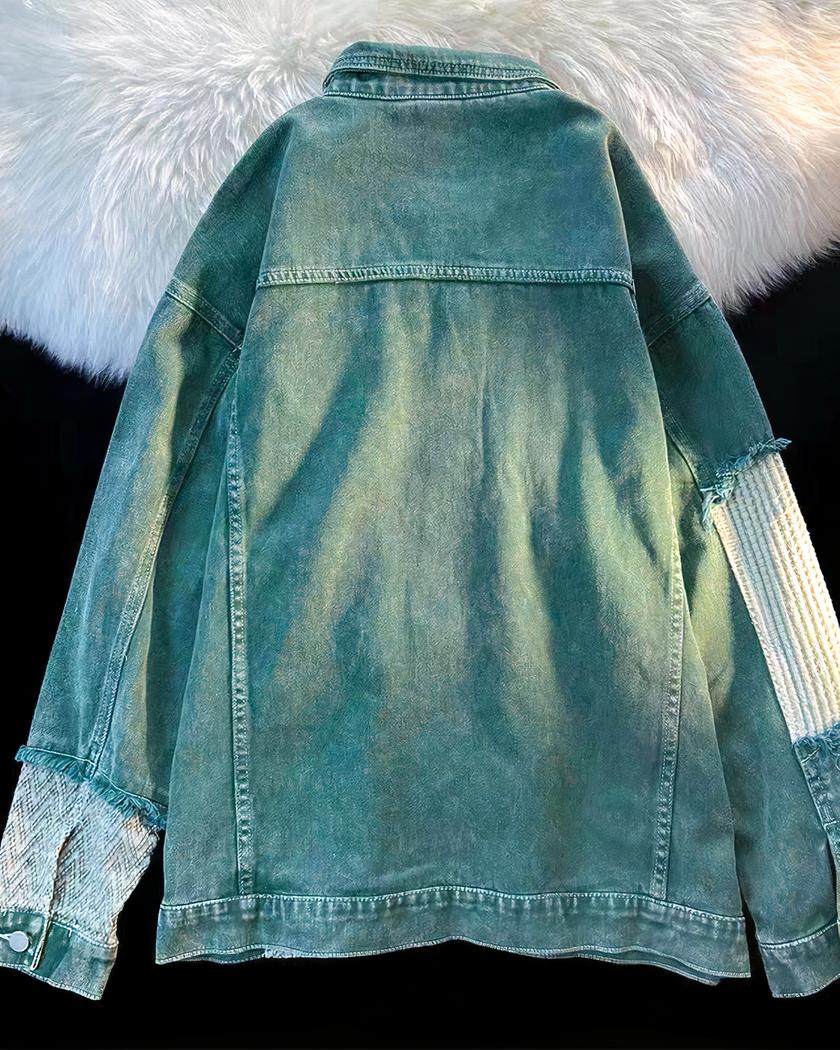 Blouson en jean femme vintage verte – Image 3