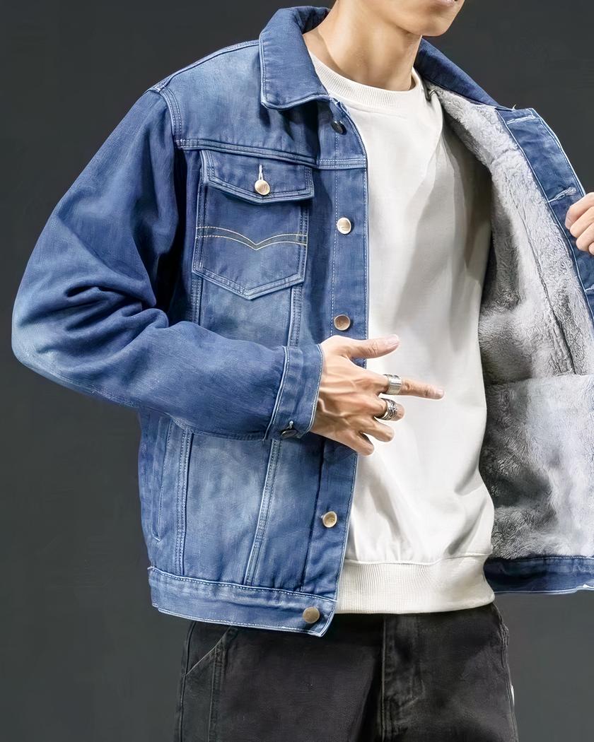 Blouson en jean homme avec doublure épaisse – Image 3