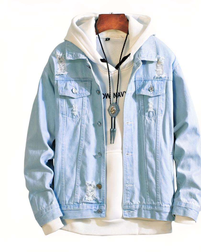 Blouson en jean homme en denim vintage – Image 2