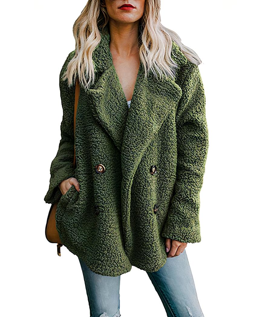 Blouson fourré à col rabattu en fourrure synthétique pour femme – Image 3