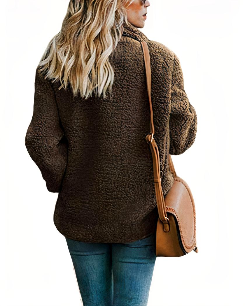 Blouson fourré à col rabattu en fourrure synthétique pour femme – Image 4