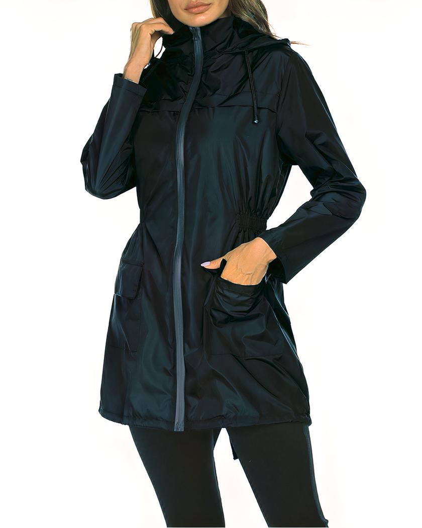 Blouson imperméable coupe-vent à capuche avec poches pour femme – Image 2