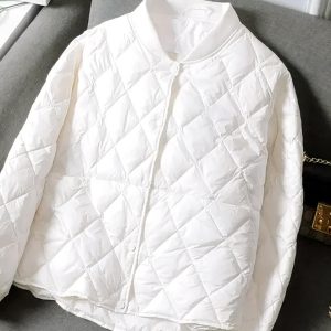 Blouson matelassé femme coupe courte avec col