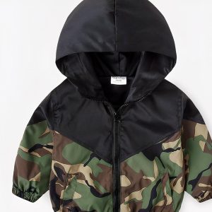 Blouson militaire à capuche imperméable pour garçon