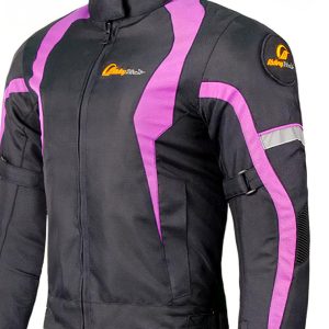 Blouson moto femme noir et rose