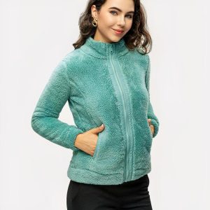 Blouson polaire à fermeture éclair pour femme