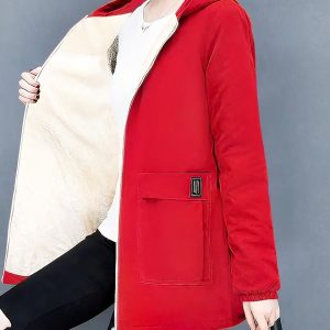 Blouson polaire décontracté avec pardessus à capuche pour femme