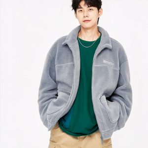 Blouson polaire homme à col rabattu