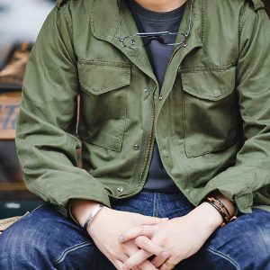 Blouson rétro de style militaire en coton pour homme