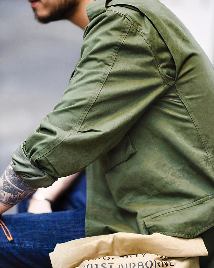 Blouson rétro de style militaire en coton pour homme – Image 5