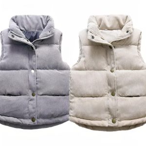 Blouson sans manche matelassé en velours côtelé pour enfant
