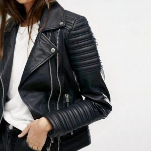 Blouson simili cuir femme noir avec double fermeture éclair