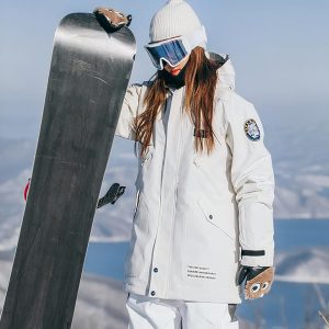 Blouson ski femme beige avec capuche