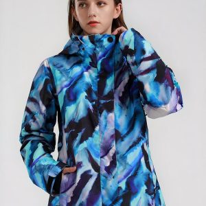 Blouson ski femme coupe-vent imperméable bleu