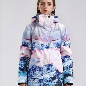 Blouson ski femme coupe-vent imperméable rose