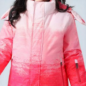 Blouson ski fille rose avec capuche
