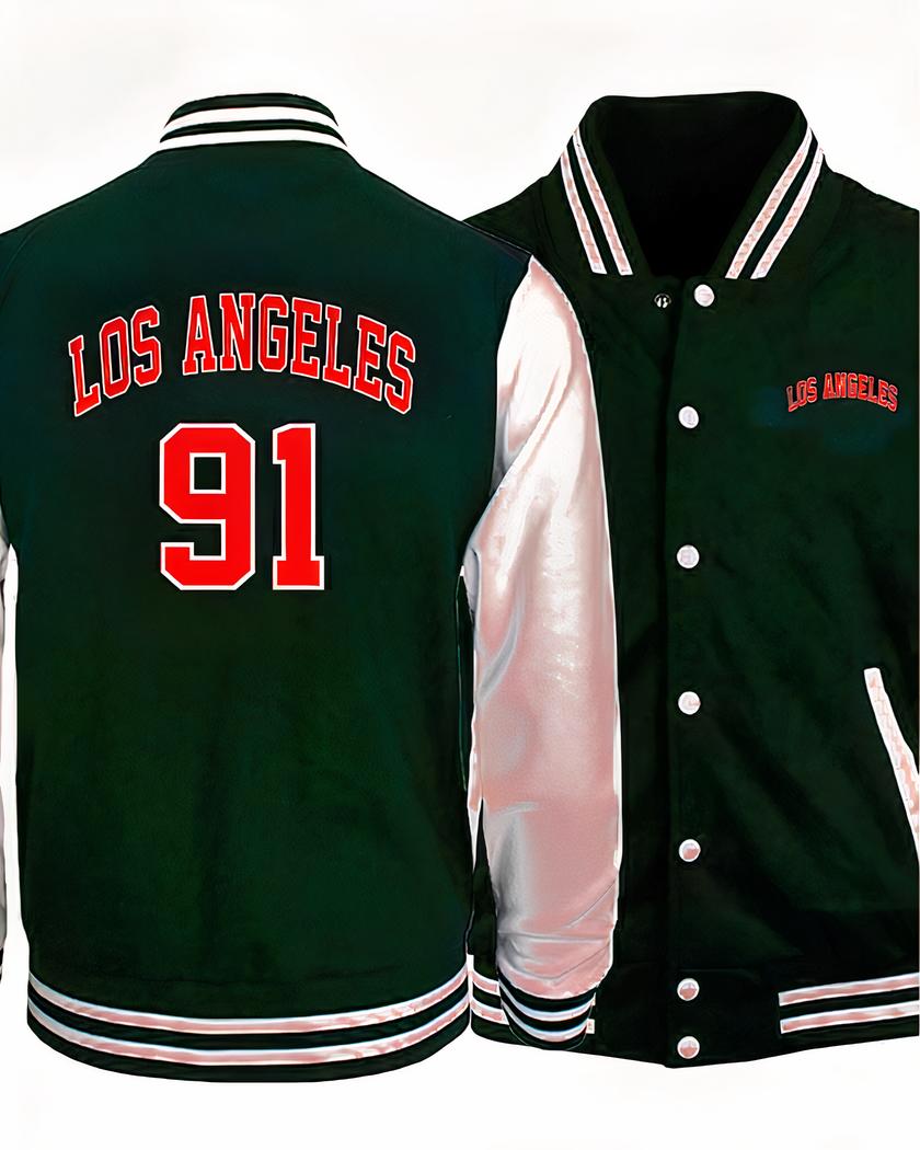 Blouson teddy ample à la mode avec imprimé pour homme