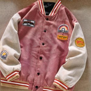 Blouson teddy de style baseball en velours côtelé pour homme