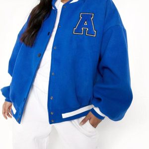 Blouson Teddy femme veste bleue américaine