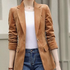 Blouson en velours côtelé style blazer